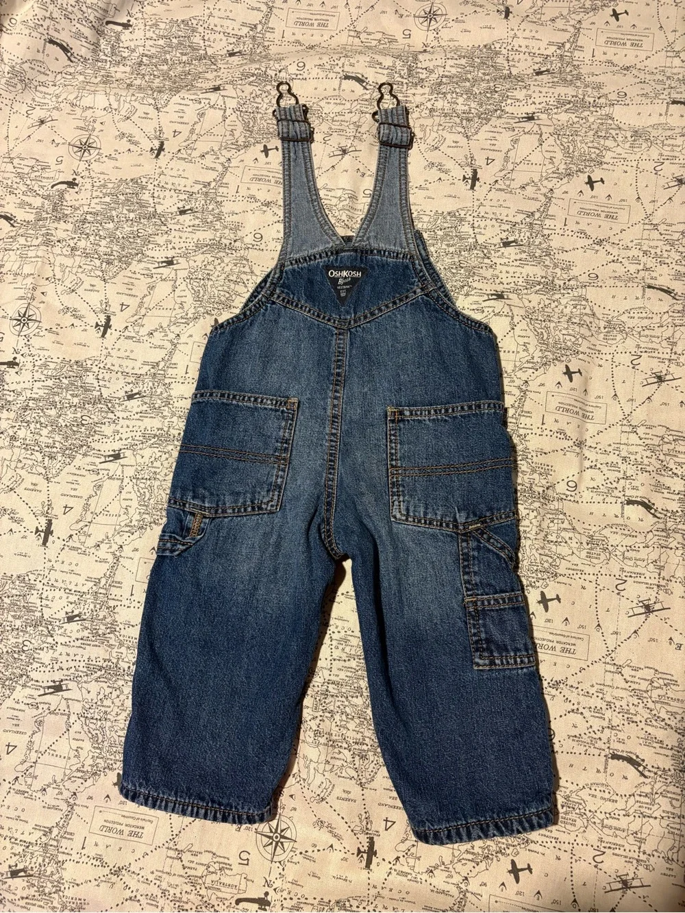 OshKosh B'gosh Toddler Denim Overalls in Distressed Blue